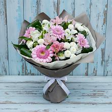 Букет цветов из:  Герберы, Альстромерии и Хризантемы в Енисейске