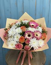 Букет цветов из:  Розы, Герберы и Хризантемы в Енисейске