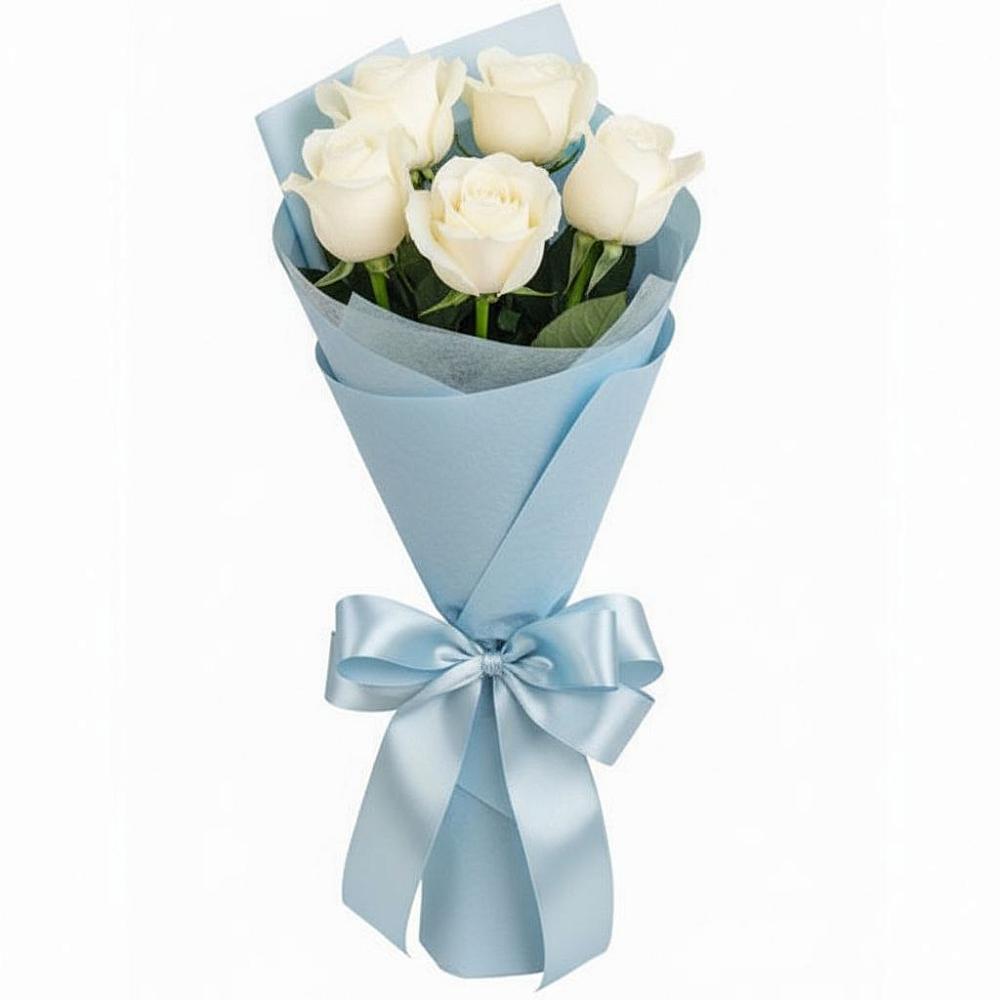 Букет 5 Белых роз Проуд в Енисейске