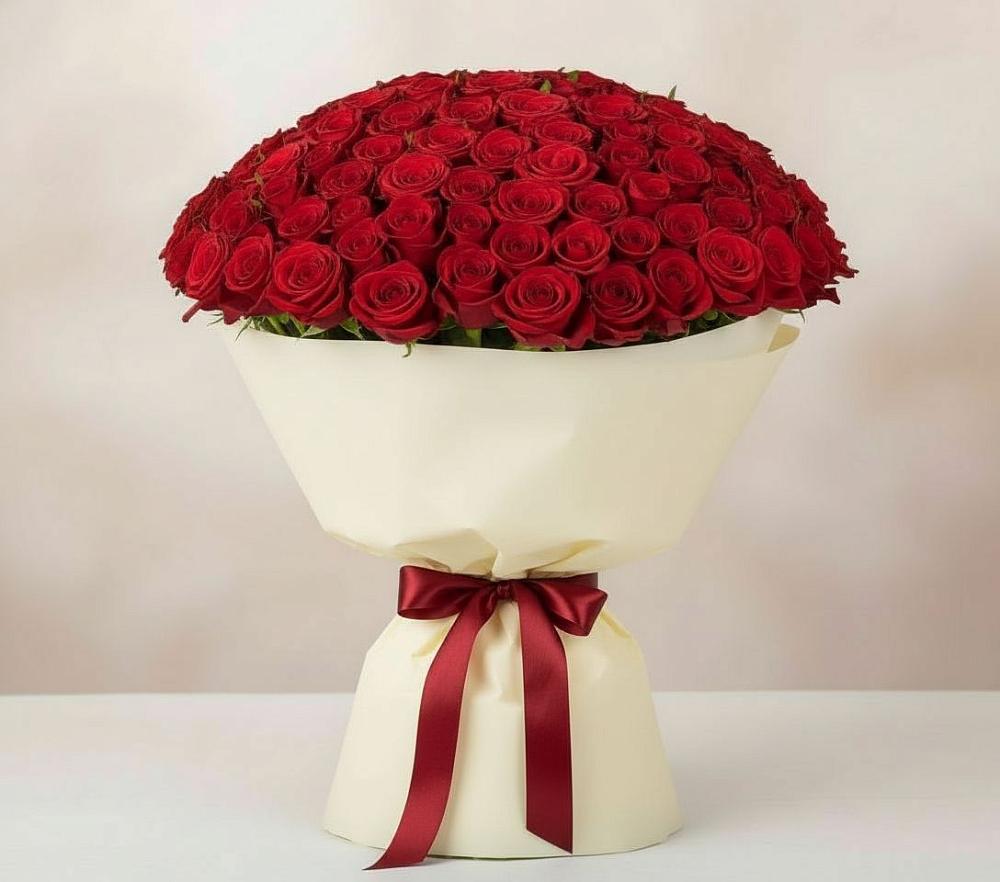 Букет 101 Красная роза Милано в Енисейске