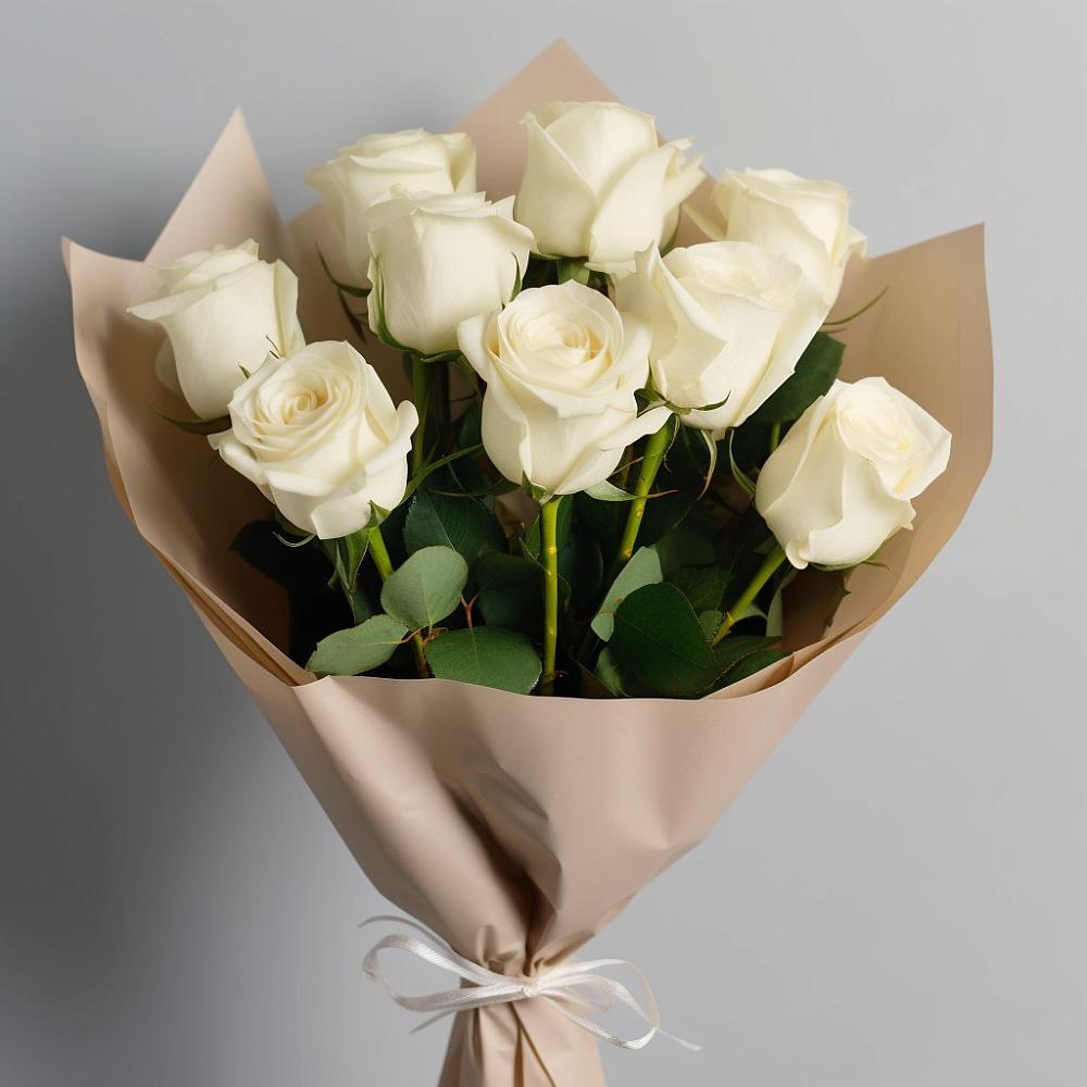 Букет 9 Белых роз Эдлесс Лав в Енисейске