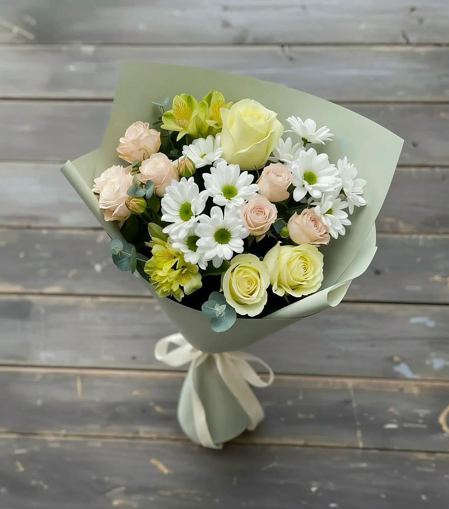 Букет цветов из: Альстромерии, Розы и Хризантемы в Енисейске