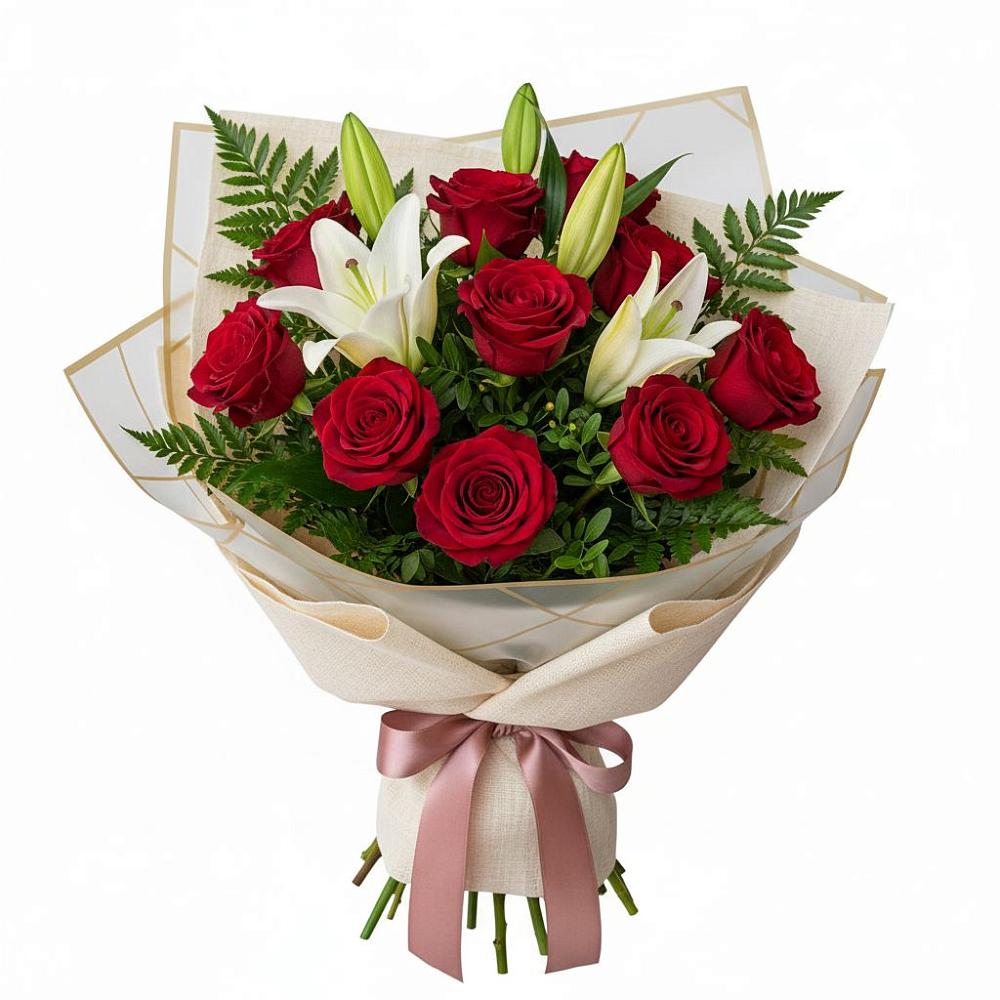 Букет цветов из: Лилии и Розы в Енисейске