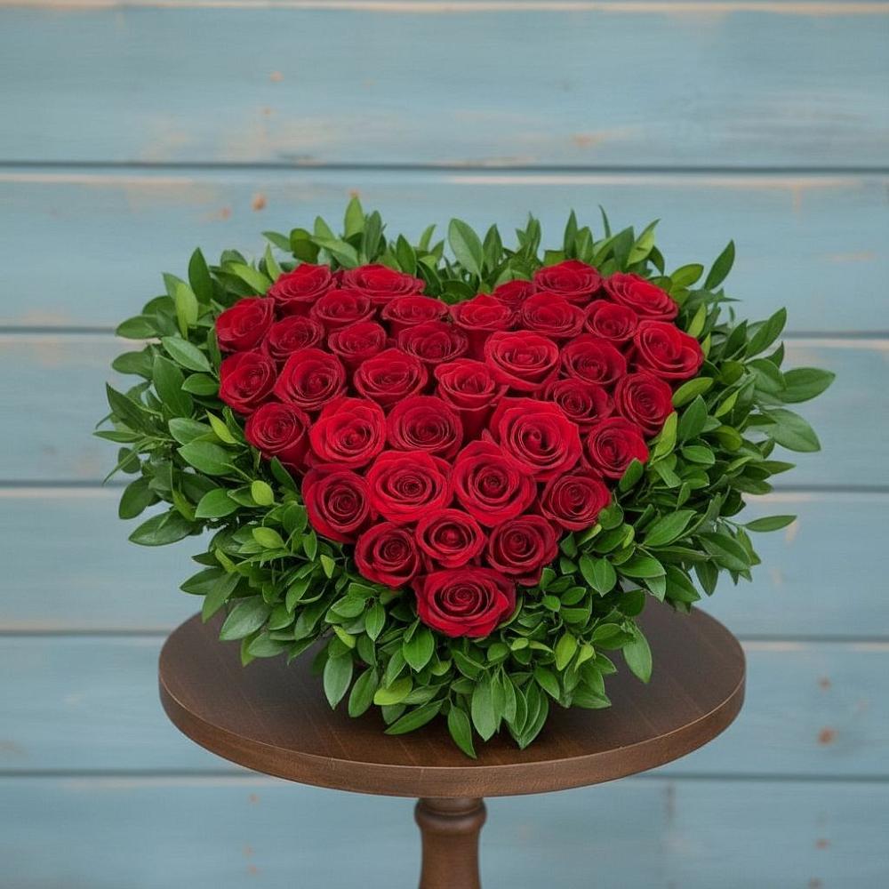 Цветочная композиция из Розы в виде сердца в Енисейске