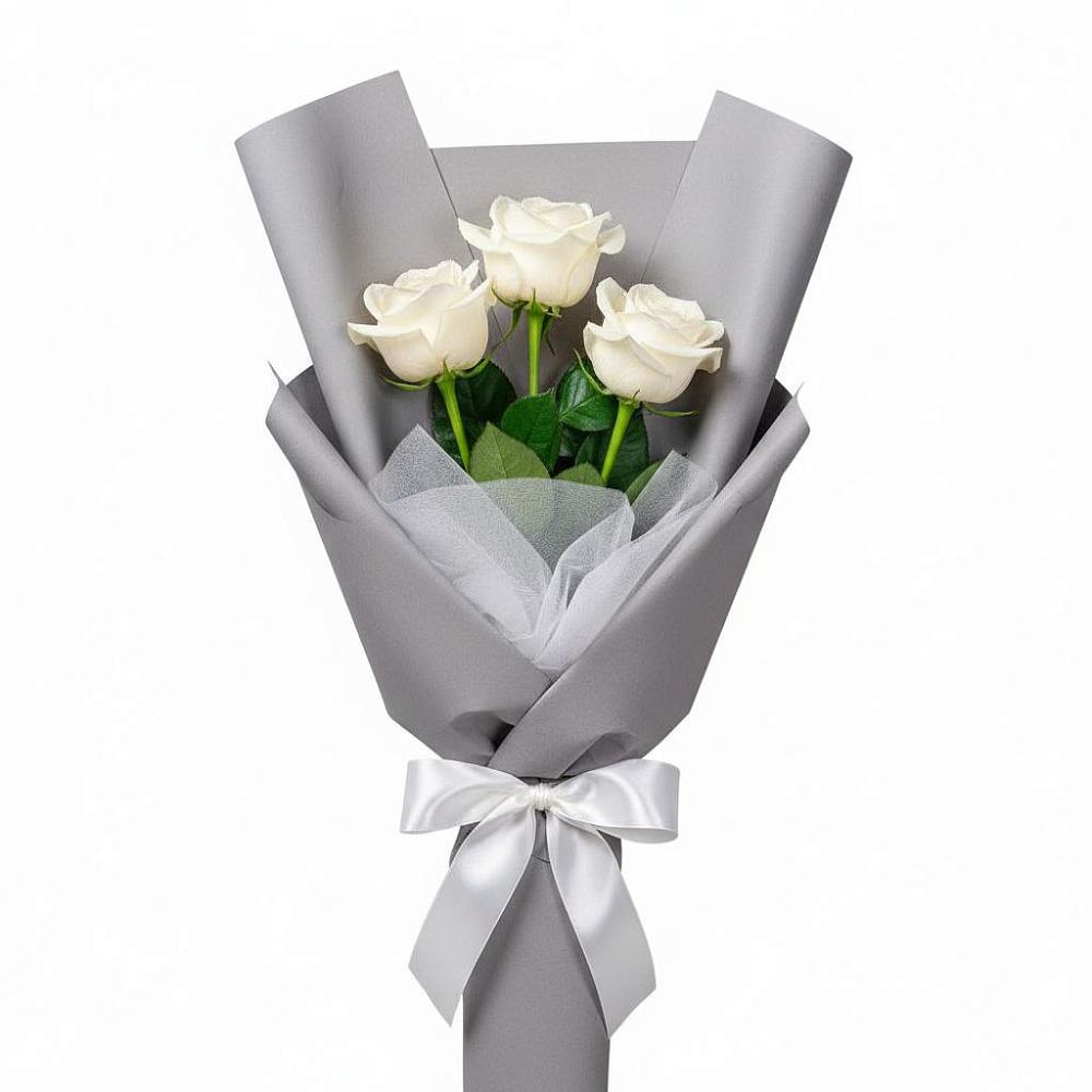 Букет 3 белые розы в Енисейске