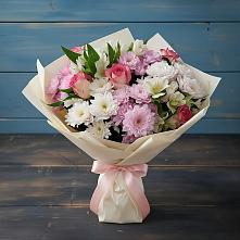 Букет цветов из:  Хризантемы, Альстромерии и Розы в Енисейске